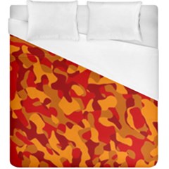 Red And Orange Camouflage Pattern Duvet Cover (king Size) by SpinnyChairDesigns