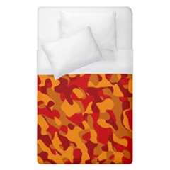 Red And Orange Camouflage Pattern Duvet Cover (single Size) by SpinnyChairDesigns