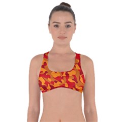 Red And Orange Camouflage Pattern Got No Strings Sports Bra by SpinnyChairDesigns