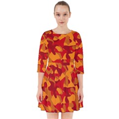 Red And Orange Camouflage Pattern Smock Dress by SpinnyChairDesigns