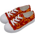 Red and Orange Camouflage Pattern Kids  Low Top Canvas Sneakers View2