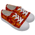 Red and Orange Camouflage Pattern Kids  Low Top Canvas Sneakers View3