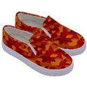 Red and Orange Camouflage Pattern Kids  Canvas Slip Ons View3