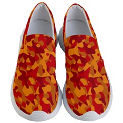 Red And Orange Camouflage Pattern Women s Lightweight Slip Ons by SpinnyChairDesigns