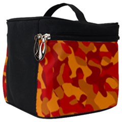 Red And Orange Camouflage Pattern Make Up Travel Bag (big) by SpinnyChairDesigns