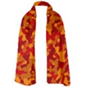 Red and Orange Camouflage Pattern Long Sheer Chiffon Scarf  View1