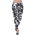 Black and White Camouflage Pattern Velvet Leggings View1