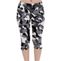 Black and White Camouflage Pattern Velvet Capri Leggings  View1