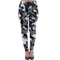 Black and White Camouflage Pattern Lightweight Velour Leggings View1