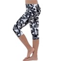 Black and White Camouflage Pattern Kids  Lightweight Velour Capri Leggings  View2