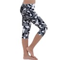 Black and White Camouflage Pattern Kids  Lightweight Velour Capri Leggings  View3