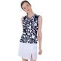 Black and White Camouflage Pattern Women s Sleeveless Sports Top View1