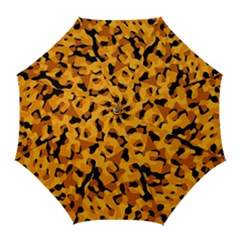 Orange And Black Camouflage Pattern Golf Umbrellas by SpinnyChairDesigns