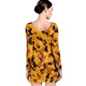 Orange and Black Camouflage Pattern Long Sleeve Velvet Bodycon Dress View2