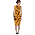 Orange and Black Camouflage Pattern Classic Sleeveless Midi Dress View2