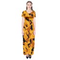 Orange and Black Camouflage Pattern Short Sleeve Maxi Dress View1