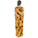 Orange and Black Camouflage Pattern Short Sleeve Maxi Dress View2