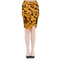 Orange and Black Camouflage Pattern Midi Wrap Pencil Skirt View1