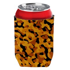 Orange And Black Camouflage Pattern Can Holder by SpinnyChairDesigns