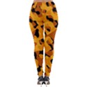 Orange and Black Camouflage Pattern Lightweight Velour Leggings View2