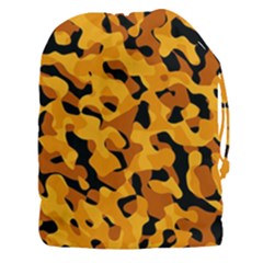 Orange And Black Camouflage Pattern Drawstring Pouch (3xl) by SpinnyChairDesigns