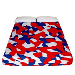 Red White Blue Camouflage Pattern Fitted Sheet (california King Size) by SpinnyChairDesigns