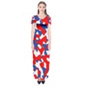 Red White Blue Camouflage Pattern Short Sleeve Maxi Dress View1