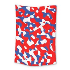 Red White Blue Camouflage Pattern Small Tapestry by SpinnyChairDesigns