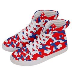 Red White Blue Camouflage Pattern Women s Hi-top Skate Sneakers by SpinnyChairDesigns