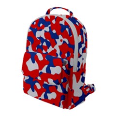 Red White Blue Camouflage Pattern Flap Pocket Backpack (large) by SpinnyChairDesigns