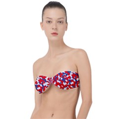 Red White Blue Camouflage Pattern Classic Bandeau Bikini Top  by SpinnyChairDesigns