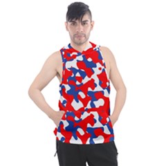 Red White Blue Camouflage Pattern Men s Sleeveless Hoodie by SpinnyChairDesigns