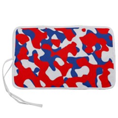 Red White Blue Camouflage Pattern Pen Storage Case (m) by SpinnyChairDesigns