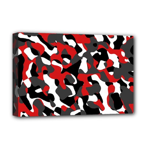 Black Red White Camouflage Pattern Deluxe Canvas 18  X 12  (stretched) by SpinnyChairDesigns