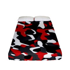 Black Red White Camouflage Pattern Fitted Sheet (full/ Double Size) by SpinnyChairDesigns