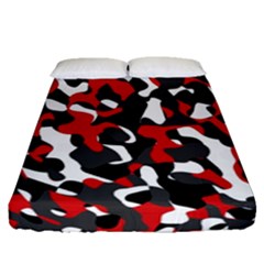 Black Red White Camouflage Pattern Fitted Sheet (queen Size) by SpinnyChairDesigns