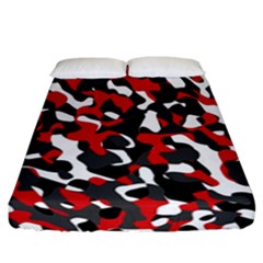 Black Red White Camouflage Pattern Fitted Sheet (california King Size) by SpinnyChairDesigns