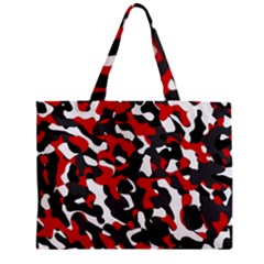 Black Red White Camouflage Pattern Zipper Mini Tote Bag by SpinnyChairDesigns