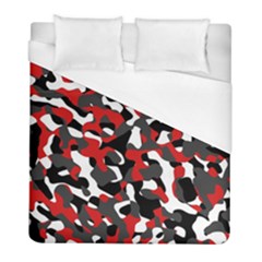 Black Red White Camouflage Pattern Duvet Cover (full/ Double Size) by SpinnyChairDesigns