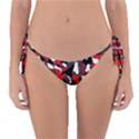 Black Red White Camouflage Pattern Reversible Bikini Bottom View1