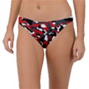 Black Red White Camouflage Pattern Band Bikini Bottom View1