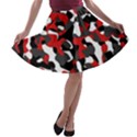 Black Red White Camouflage Pattern A-line Skater Skirt View1