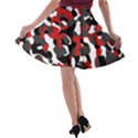 Black Red White Camouflage Pattern A-line Skater Skirt View2