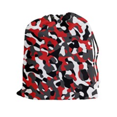 Black Red White Camouflage Pattern Drawstring Pouch (2xl) by SpinnyChairDesigns