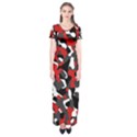 Black Red White Camouflage Pattern Short Sleeve Maxi Dress View1