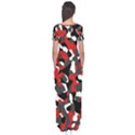 Black Red White Camouflage Pattern Short Sleeve Maxi Dress View2