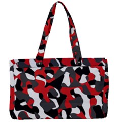 Black Red White Camouflage Pattern Canvas Work Bag by SpinnyChairDesigns