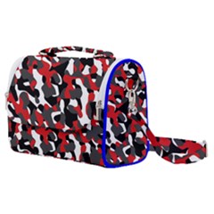 Black Red White Camouflage Pattern Satchel Shoulder Bag by SpinnyChairDesigns