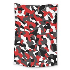 Black Red White Camouflage Pattern Large Tapestry by SpinnyChairDesigns