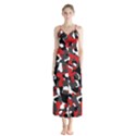 Black Red White Camouflage Pattern Button Up Chiffon Maxi Dress View1